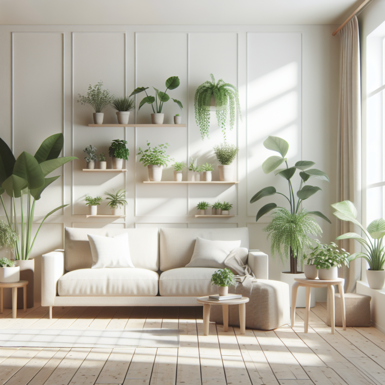 decoração minimalista com plantas purificadoras